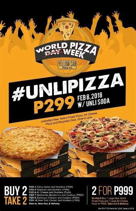 Yellow Cab Unlimited Pizza For World Pizza Day .
